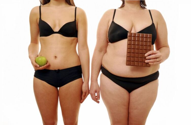 المرأة السمينة والنحيفة بعد خسارة الوزن في شهر